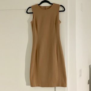 Beige sleeveless pencil dress
